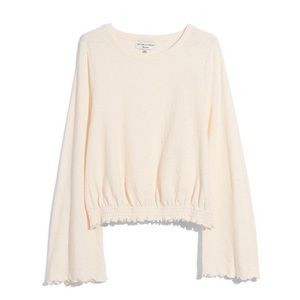 Madewell Texture & Thread Smocked Bell-Sleeve Top